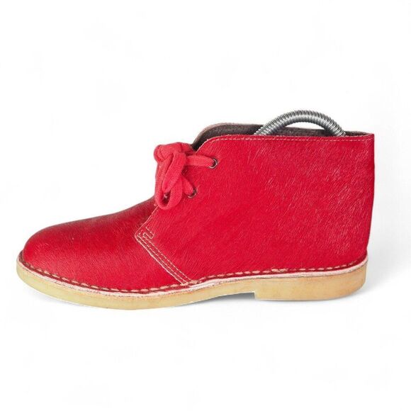 MiMao Calf Hair Classic Crepe Sole Chukka Boots 'Red" Women's 7/37 - Picture 6 of 11